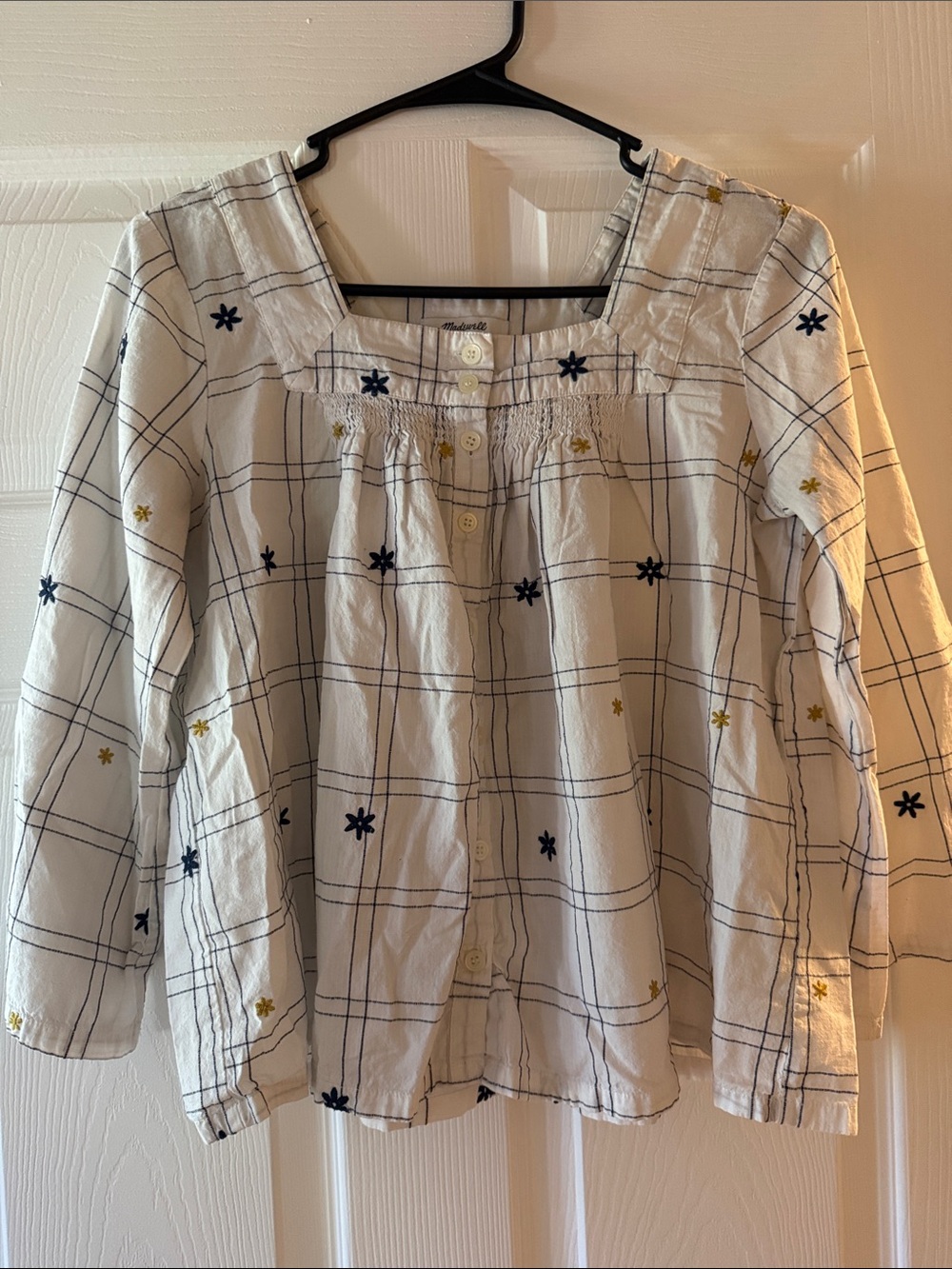 Women’s Madewell White Windowpane with Embroidery